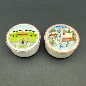 Villeroy & Boch Design Naif Trinket Box Winter Scene, Church Couple Candy Boxes